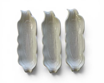 Vintage Corn Cob Cradle Dish Set of 3 * Pillivuyt France Porcelain