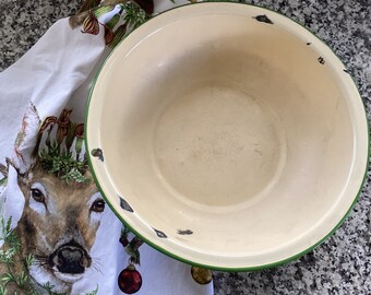 Vintage Enamel Steel Bowl * Wash Basin * Kitchen Decor