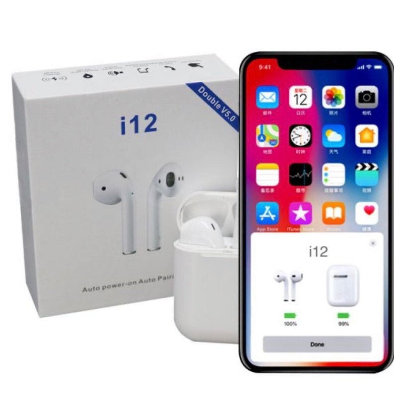 I12 TWS Wireless Bluetooth 5.0 Earbuds compatible for Ios