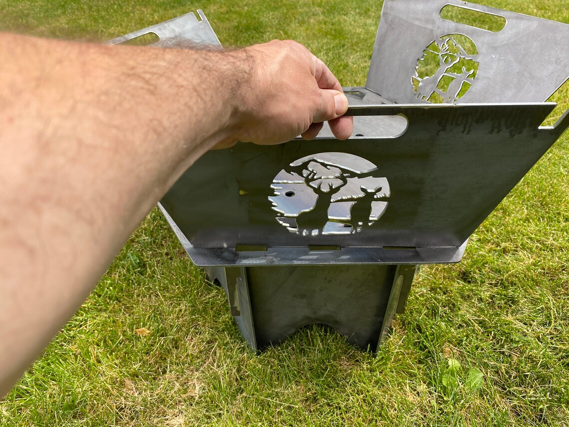 Dear & Wolf Flat Pack Portable Collapsible Fire Pit Camp Etsy