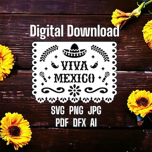Viva Mexico Mexican Papel Picado Sign, Mexican Fiesta Template, Paper ...