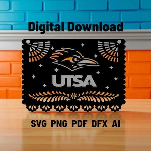 UTSA Roadrunners Papel Picado Style Digital Download - svg, png, pdf, dfx, ai - University of San Antonio Fan Decor - Instant Download File