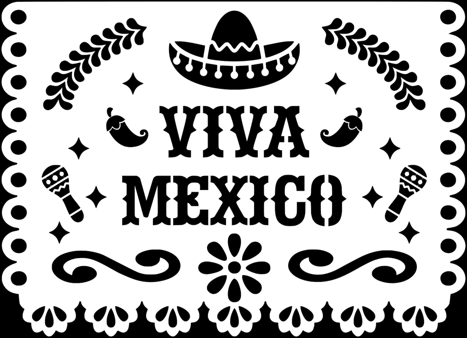 Viva Mexico Mexican Papel Picado Sign, Mexican Fiesta Template, Paper ...
