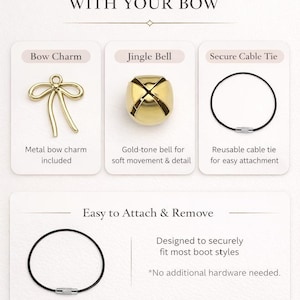 Cowboy Boot Bow with Jingle Bell | Western Concert Accessory with Charm & Jingle Bell | Luxury Western Boot Accessory for Weddings Festivals image 4