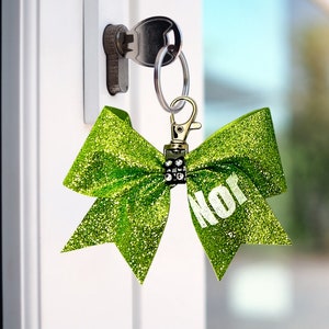 Mini Bow Keychain Customized, Personalized Cheer Bow Keychain, Glitter Bow Keychain, Cheerleader Bow Keychain, Bag Tag