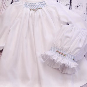 Baby Girl  Dress - Smocked Gown and matching Bonnet, Easter Dress, Christening gown, Baby Shower Gift