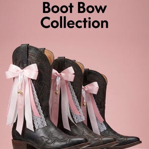 Pink Megan Country Concert Boot Bow with Jingle Bell and Charm | Cloud 9 Ribbon Boot | Luxury Western Boot Accessory for Weddings Festivals