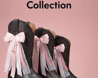 Pink Megan Country Concert Boot Bow with Jingle Bell and Charm | Cloud 9 Ribbon Boot | Luxury Western Boot Accessory for Weddings Festivals