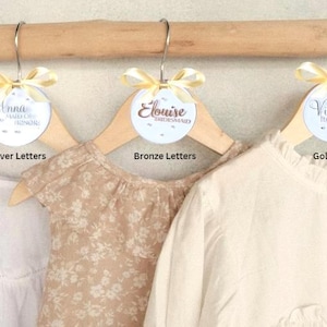 Personalized Hanger Tags, Custom Bridal Name Tags, Bridesmaid Gifts, Round Frosted Hanger Tags with Rhinestones and Ribbon, Acrylic Name Tag
