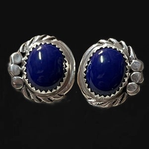 Sterling Silver & Lapis Navajo Earrings