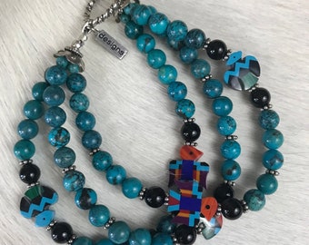 Inlay Turquoise Beaded Bracelet