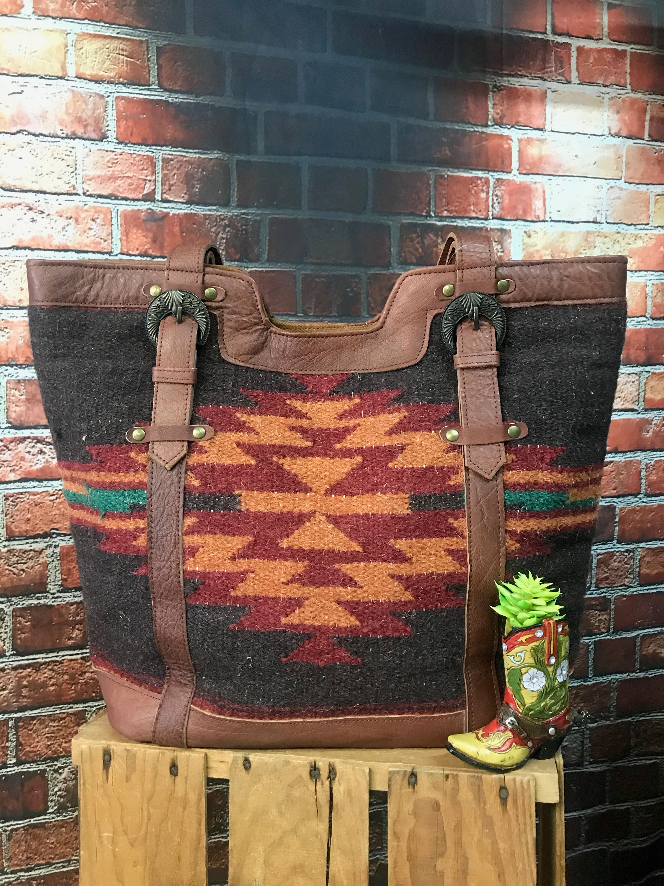 Woven Saddle Blanket Tote Bag the Alamo Etsy