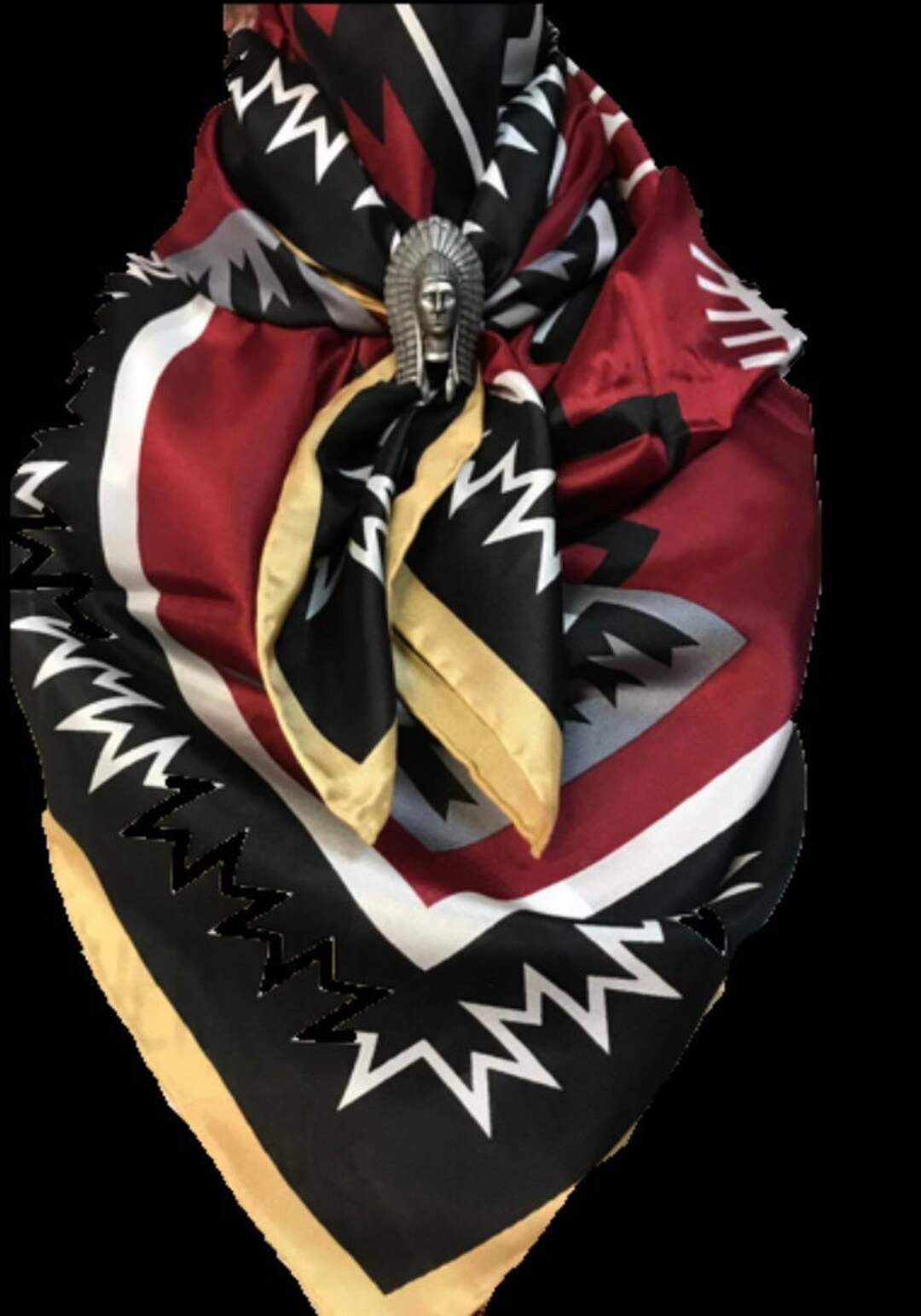 Silk Scarf Wild Rags Aztec Red Gold Trim - Etsy