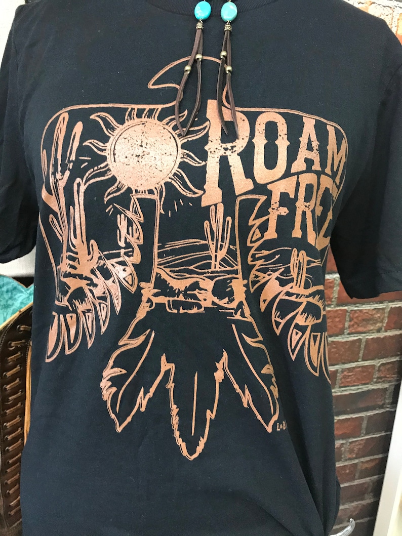 Western Graphic T Shirt Roam Free Thunderbird Etsy