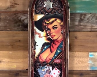 Retro Vintage Wild West Cowgirl Art Wall Decor