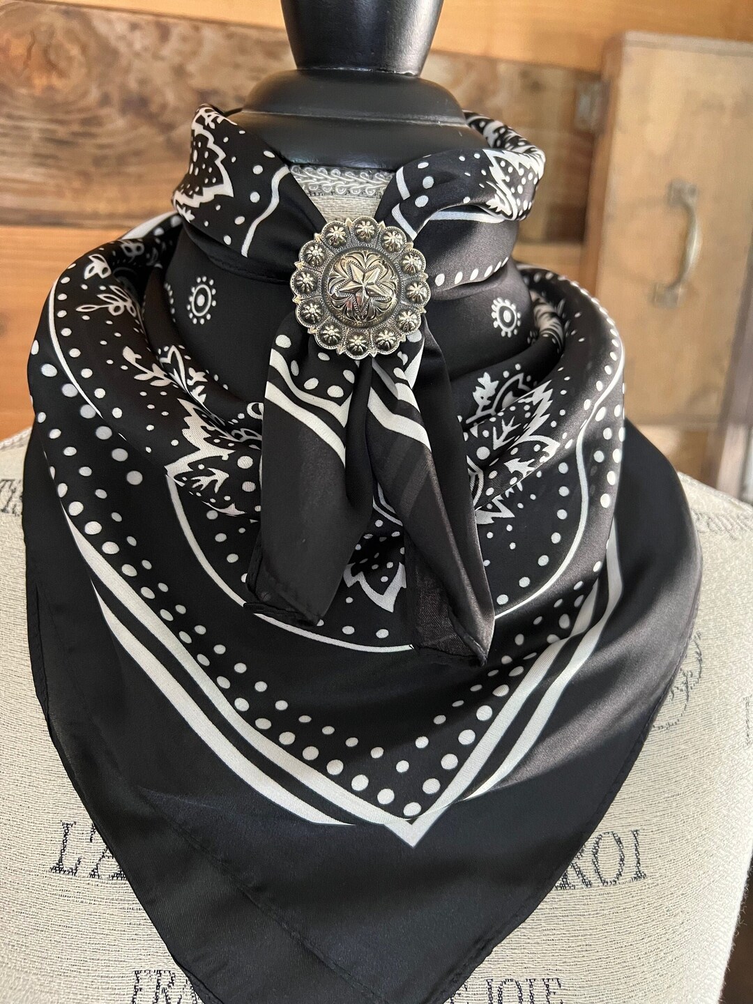 Silk Scarf Wild Rags Black Bandana Etsy