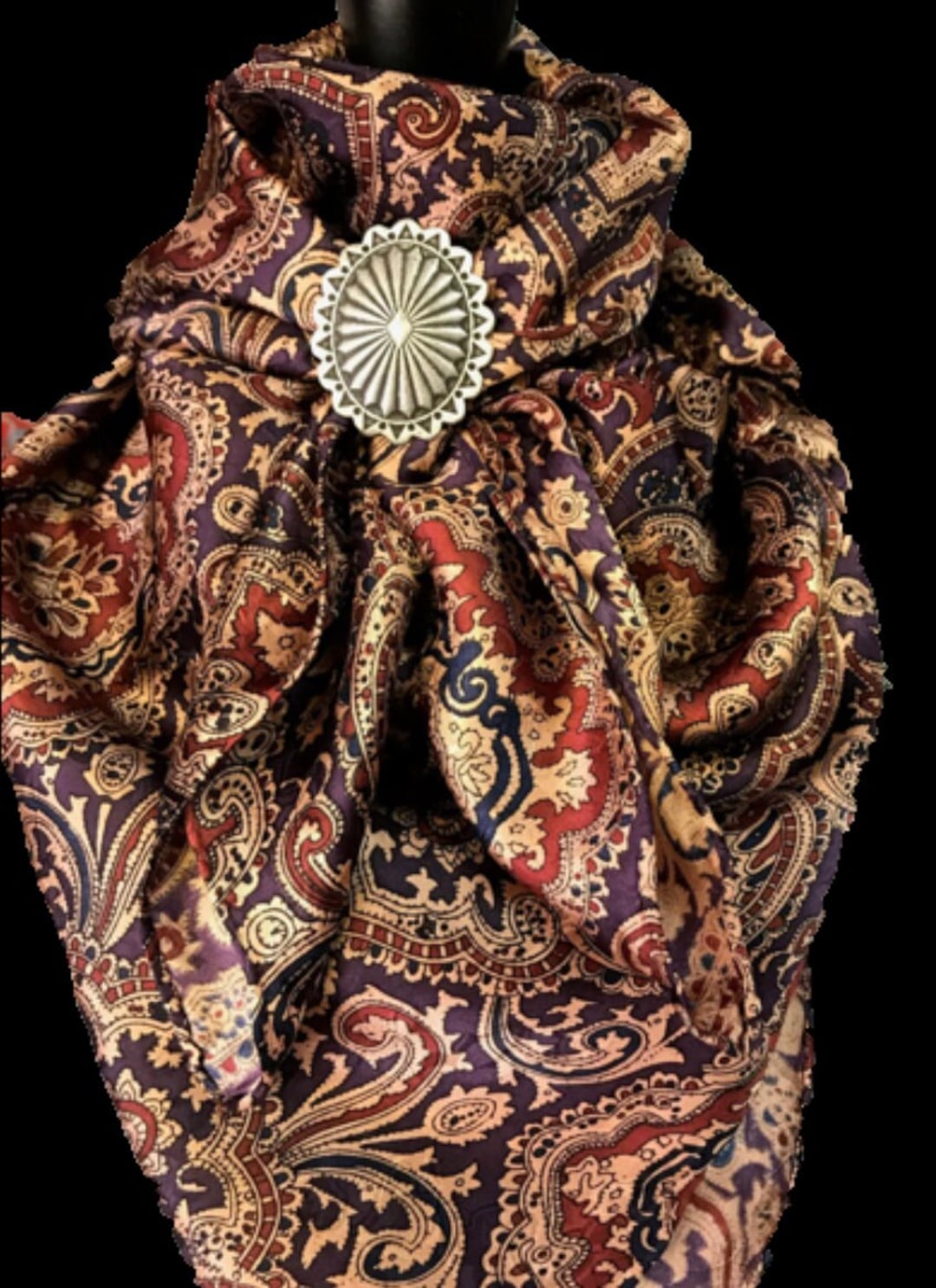 Cowboy Scarf Wyoming Traders 100% Silk Cowboy Bandana - 34.5x42