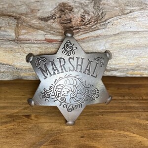 Lawman Old West Police brass star Badge: Deluxe Virginia City Marshal 