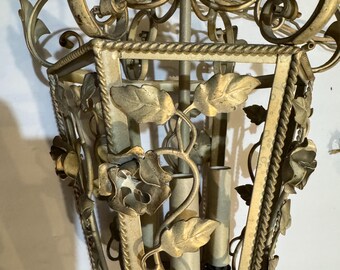 Gorgeous Vintage French Style 3-Light Wrought Iron Lantern Lamp | Possibly 1920s