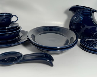 Fiesta Cobalt Blue Replacement Pieces: 6-Pc Place Setting ( Heavy Plate Wear), & Serving Pieces, Sold Individually.