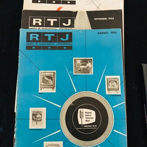 RTJ Radio & Television Journal, July, August and September 1955, magazine for dealers and retailers. Good conditions