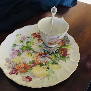 Set of 7 Beautiful Spring flower tea cup with Snack plate,made in Japan,Gift for her,Mother&#39;s day Gift