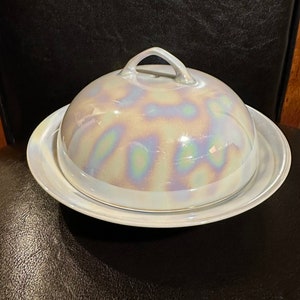 An elegant Victoria China Czechoslovakia Covered Round Butter Dish