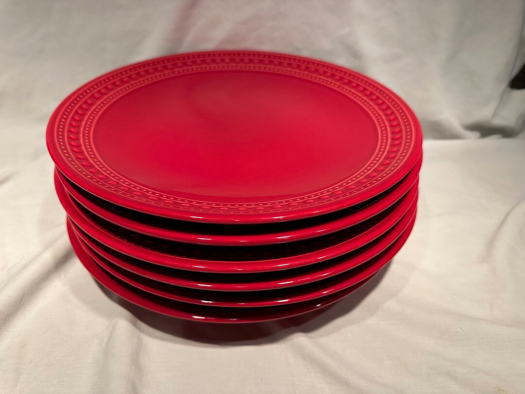 Set of 6 Matceramica Red Raised Dot Dinner Plate 11 Dish Etsy