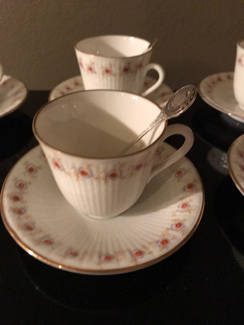 Elegant Expresso Cups and Saucers, With Free Demitasse Spoons, Girl Tea