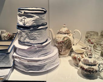 Johnson Brothers Heritage Hall Brown 6 Place Setting for 8 People Dinner Set, include Coffee Pot/Sugar & Creamer, 6 Serving Pc, Total 57 Pc