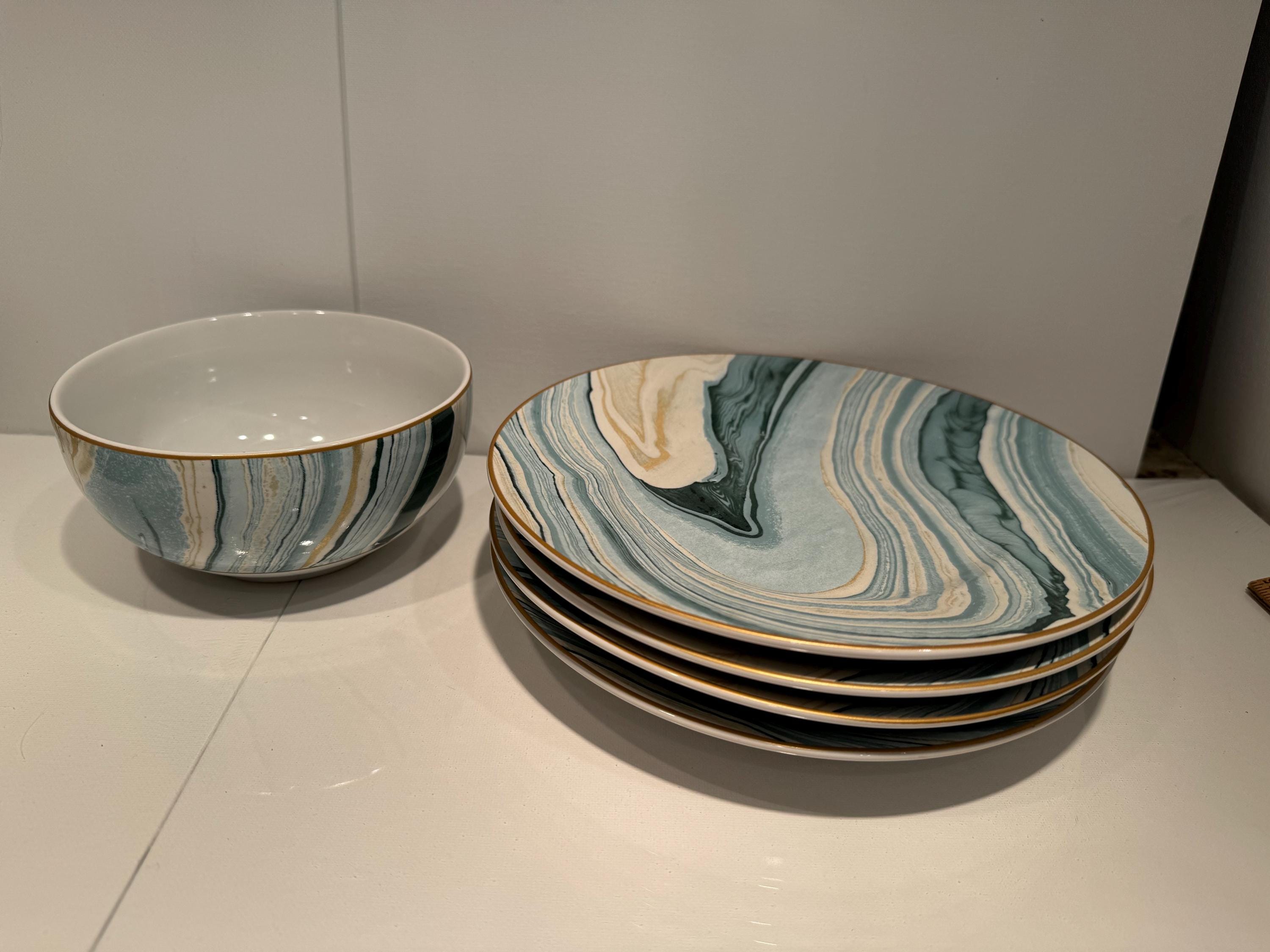 Vicrays Ceramic Square Plates Set Of 6 - Porcelain 8 Inch Dinner Plates