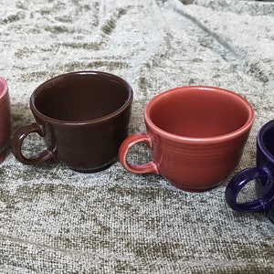 Vintage Fiestaware Rose ring handle Teacup and paprika, chocolate, plum teacup