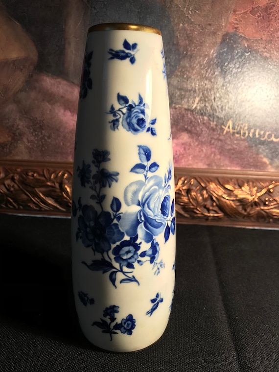 Royal Porzellan Bavaria Vase KPM Handarbeit Echt Cobalt With Gold