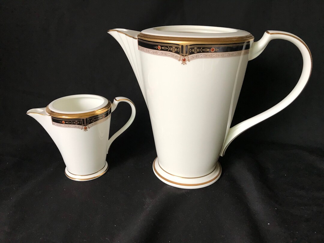 Noritake China GOLD AND SABLE 9758 Pattern Creamer and Coffee