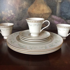 Three sets beautiful Vintage Pickard China Fine China Pavilion 3 pc setting, Hand decorated, made in USA.Dinner Plate , tea cup and saucer