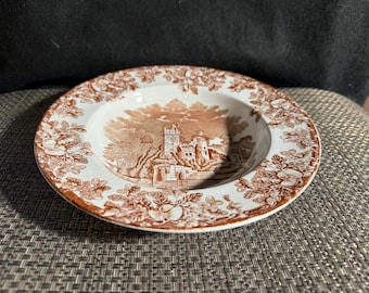 One W T Copeland & Sons Stoke Upon Trent 8" Brown Rim Soup Bowl