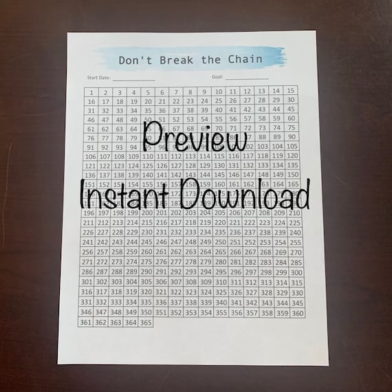 Don't Break the Chain PDF Habit Tracker One Year - Etsy Hong Kong