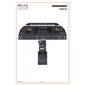 May include: A black and white illustration of the cockpit of a Bombardier Lear 45 aircraft. The illustration shows the instrument panel, control yoke, and other cockpit features. The text "BOMBARDIER LEAR 45" is printed at the top of the illustration.