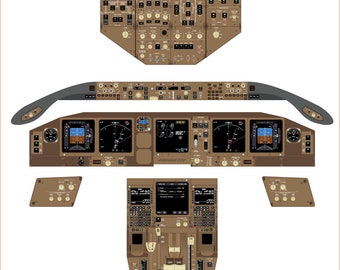 Boeing 777-200LR - Pilotentraining Poster - Illustration im gebrauchten Zustand