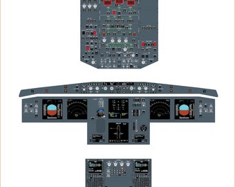 airbus A320 NEO - Pilotentraining Poster - Illustrationen im dessen gebrauchten Zustand