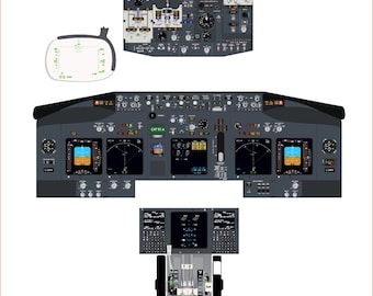Boeing 737-800 im Flugzeug - Pilotentraining Poster als Druck
