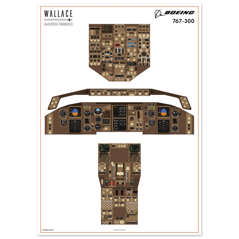 Póster de familiarización con la cabina del Boeing 767-300 (impreso) imagen 1