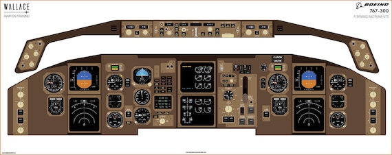 Boeing 767-300 Cockpit Familiarization Poster - Digital Full Scale