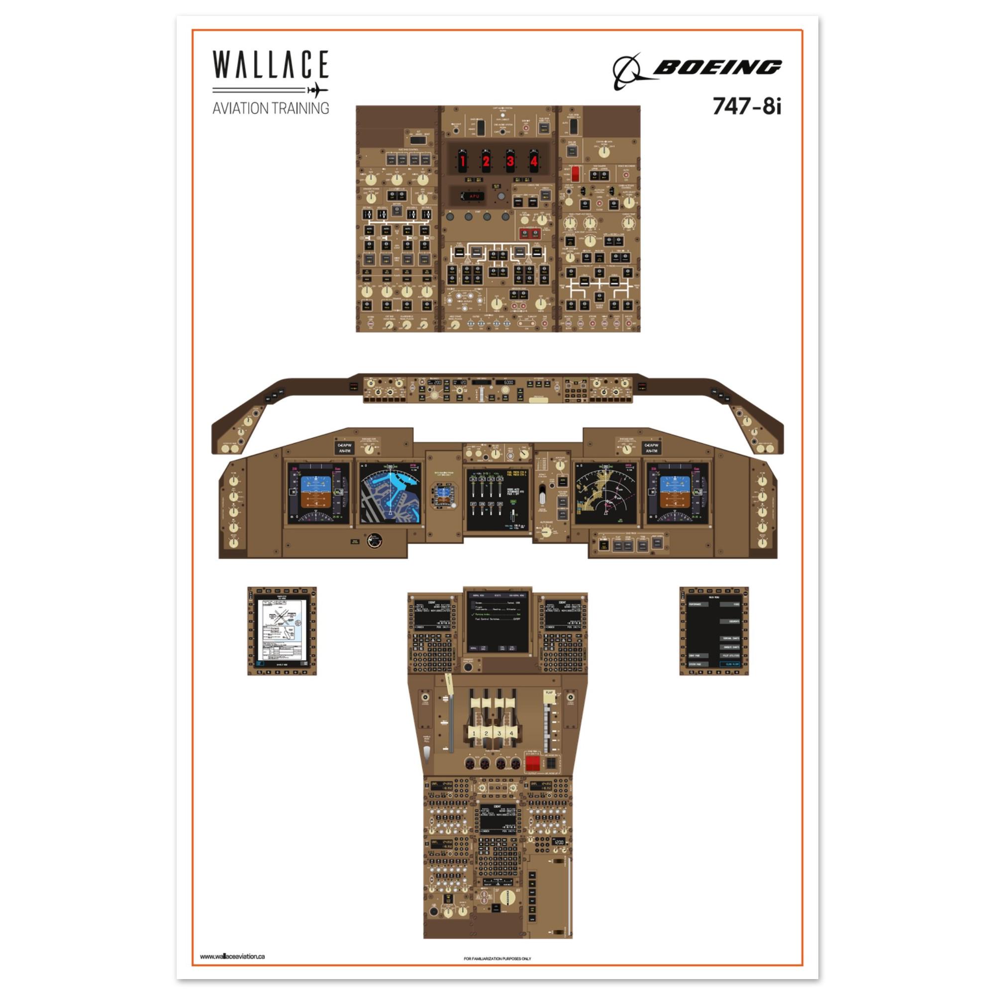 黒茶ページ Boeing 747-8i Cockpit Familiarization Poster (printed) - Etsy