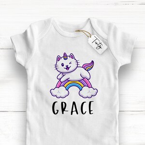Unicorn Romper Baby, Baby Unicorn Costume, Custom Name Cat Baby Grow, Baby Unicorn Gift, Unicorn Baby Shower Gift, Rainbow Baby Announcement