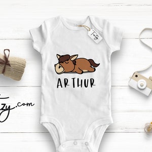 Horse Baby Grow , Custom Name Pony Baby Outfit / - Tintzy ™ - / Organic Horse Gift Idea , White Horse , Creme Horse , Brown Horse