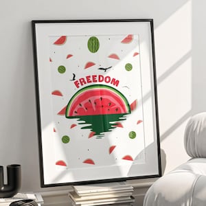 Palestine Poster , Watermelon Poster ,  Free Palestine , Palestine Print , Palestinian Gift , Islamic Home Decor , Freedom