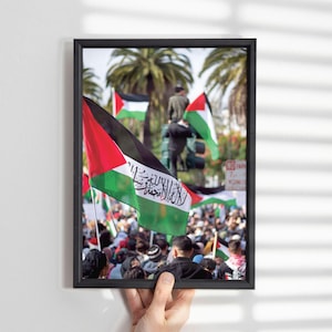 Palestinian Flag Protest Wall Art – Shahada Islamic Print | Free Palestine Poster | Human Rights Activist Decor | Photography Art - Tintzy