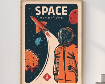 Retro Weltraum Poster - Astronaut Druck - Kosmos Geschenk - Tintzy
