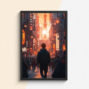 Tokyo Sunset Street Poster – Cinematic Japan Cityscape Wall Art Print - Tintzy